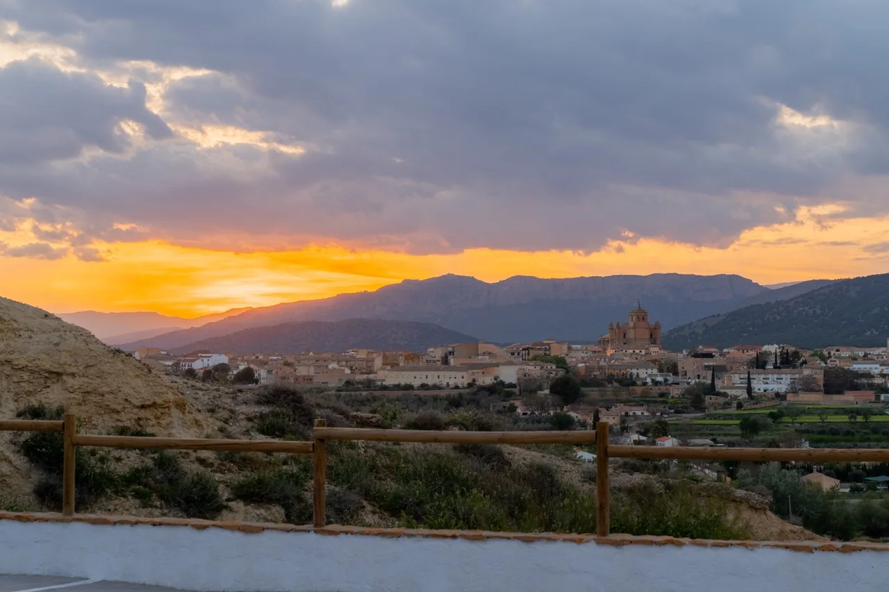 Sunset over Huéscar and the surrounding mountains